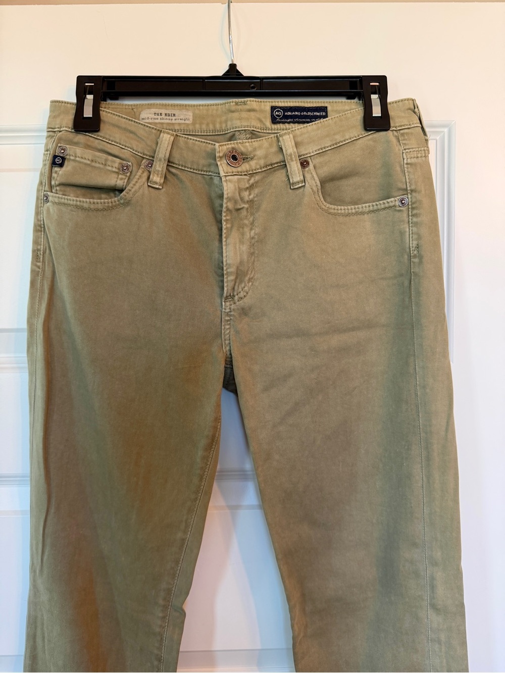 AG Adriano Goldschmied The Edie mid-rise skinny straight khaki- Green